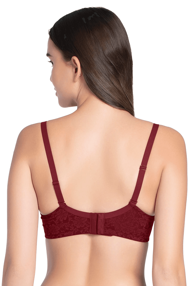 AMANTE - Floral Romance Padded Non-wired Lace Bra (COLOR - BURGUNDY WINE - 01N) - BRA10306