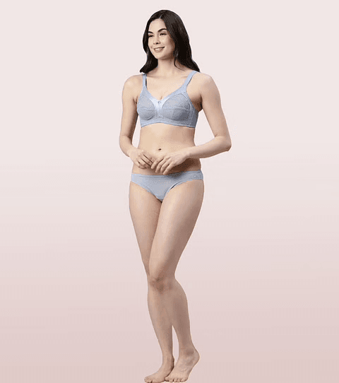ENAMOR - (A014 - 01N) SUPER CONTOURING M-FRAME FULL SUPPORT BRA (COLOR - CHAMBRAY MELANGE)