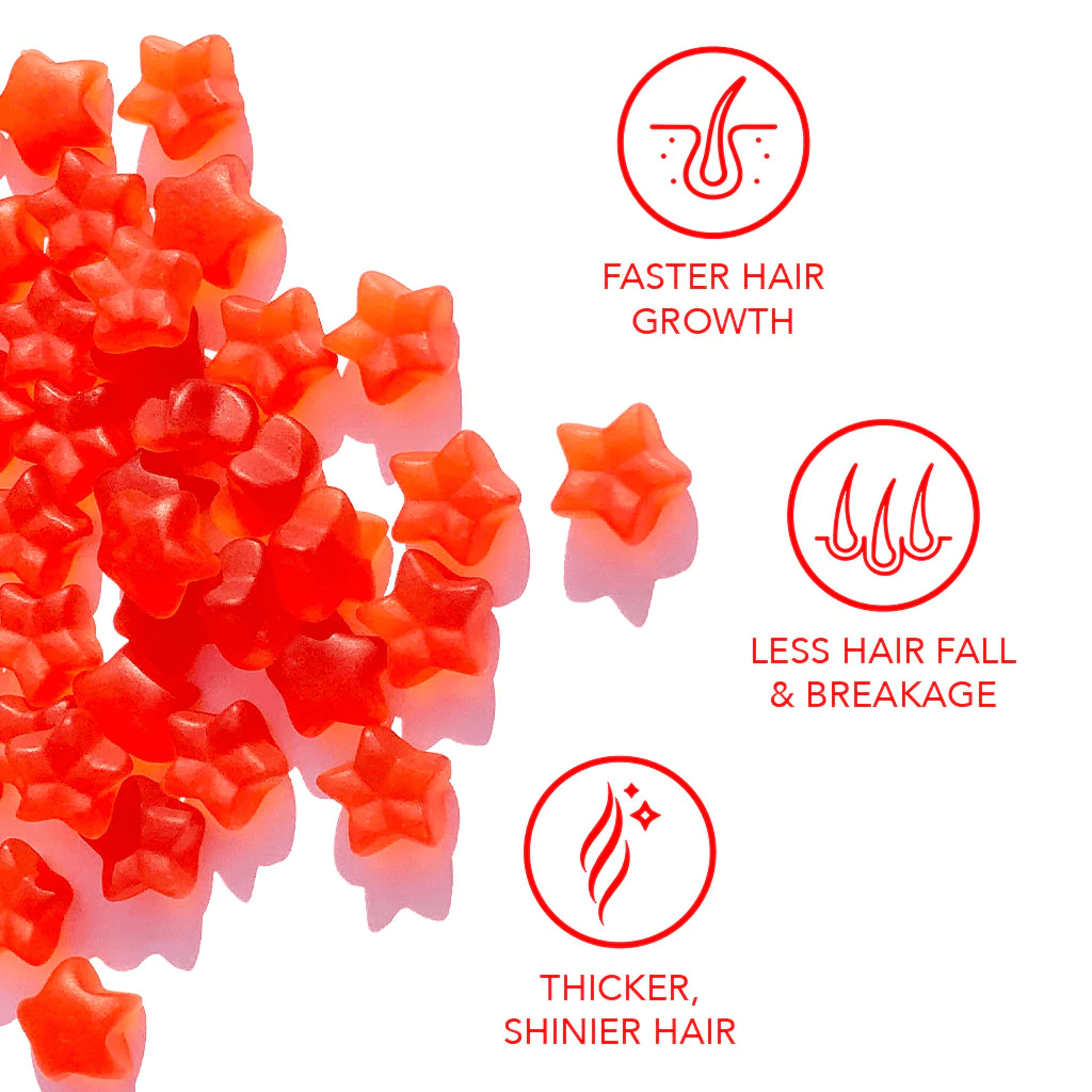 Hairtamin - GUMMY STARS™ ONE MONTH SUPPLY | TWO VEGAN GUMMIES A DAY (60 Vegan Gummies)