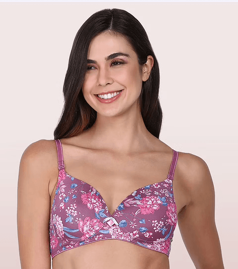 ENAMOR - INVISIBLE NECKLINE T-SHIRT BRA (COLOR - PLUM BLOSSOM - 01 N) - F065