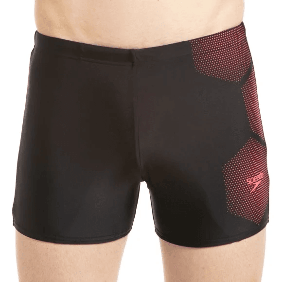 Speedo - Tech Placement Aquashort - Black - Phoenix Red (#811354B023  Size - 34) 01N