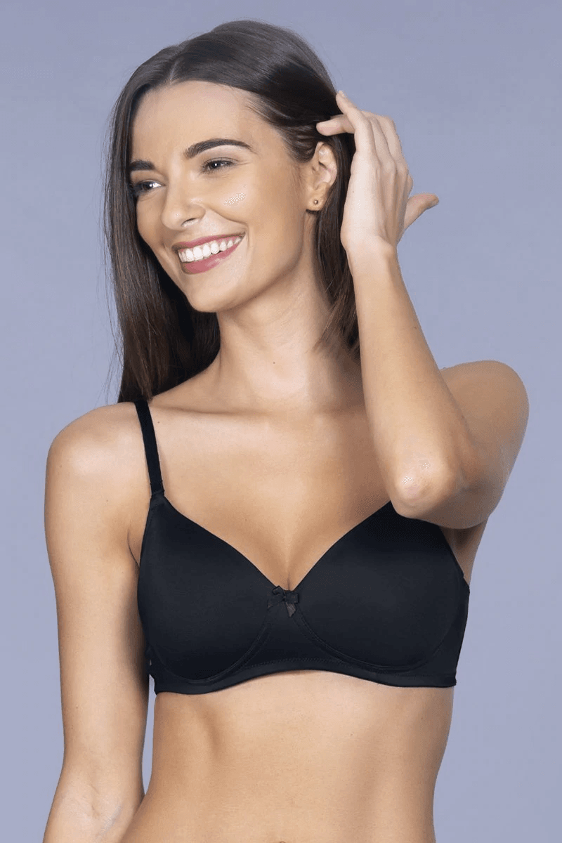 AMANTE - Smooth Charm Padded Non-Wired T-Shirt Bra (BRA10606 - Color - Black) - 01N