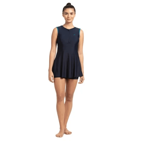 Speedo - Closedback Swimdress With Boyleg - True Navy - Nordic Teal (#8FS878P036) 01N