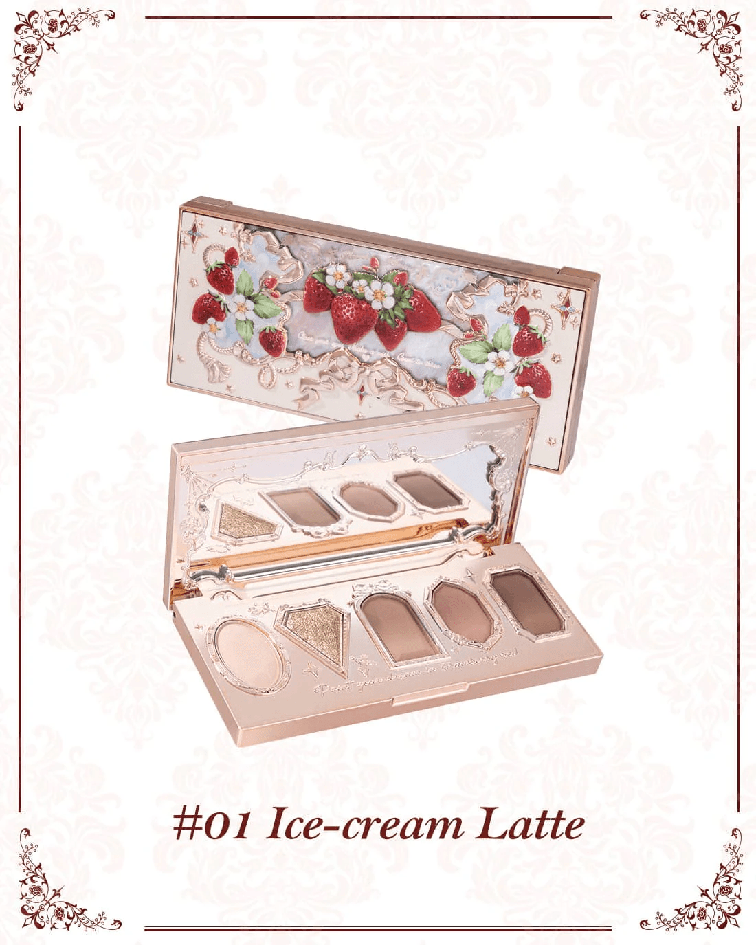 FLOWER KNOWS – STRAWBERRY ROCOCO 5 COLOR EYESHADOW PALETTE (01 Ice-cream Latte)