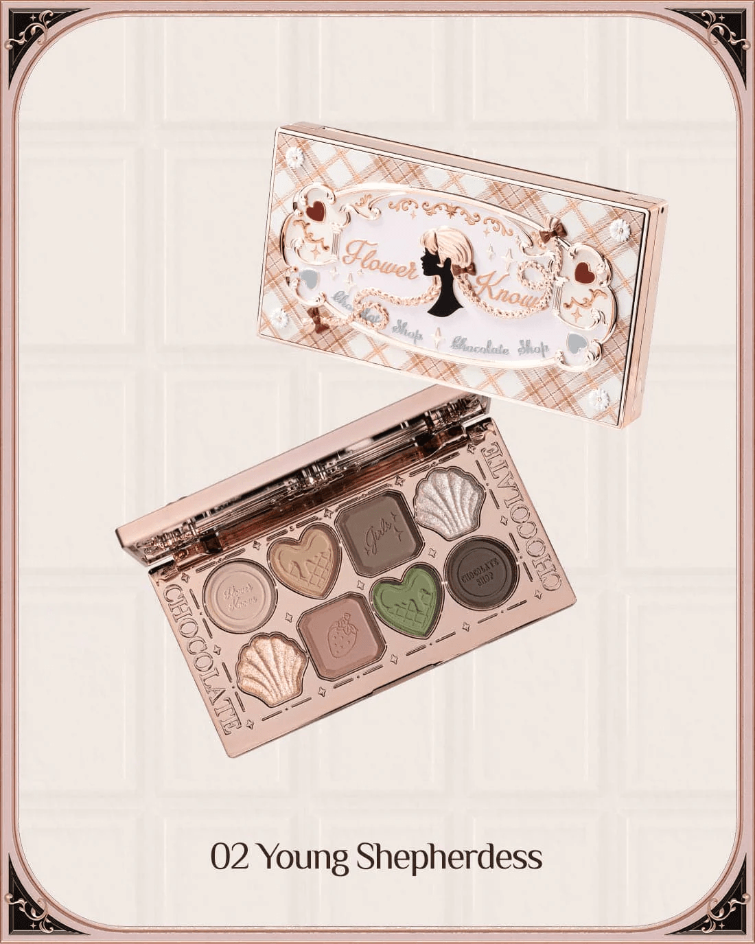 FLOWER KNOWS – CHOCOLATE WONDER-SHOP EIGHT-COLOR EYESHADOW PALETTE (02 Young Shepherdess)