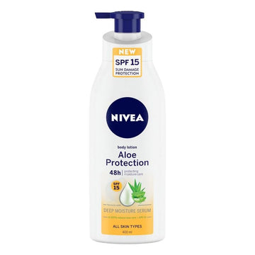 NIVEA Body Lotion, Aloe Protection SPF 15, for Daily Sun Protection