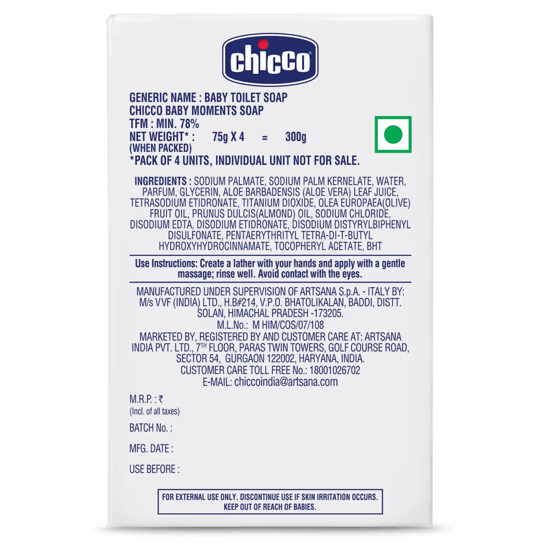 Chicco Baby Moment Soap 3+1 (75g Each)