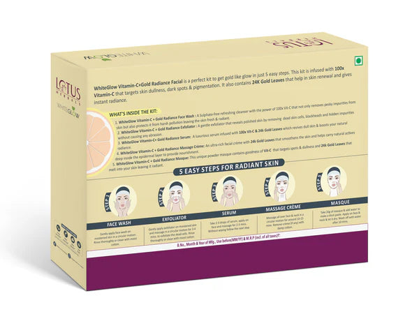 Lotus Herbal - WhiteGlow Vitamin C + Gold Radiance Facial Kit(4 in 1)