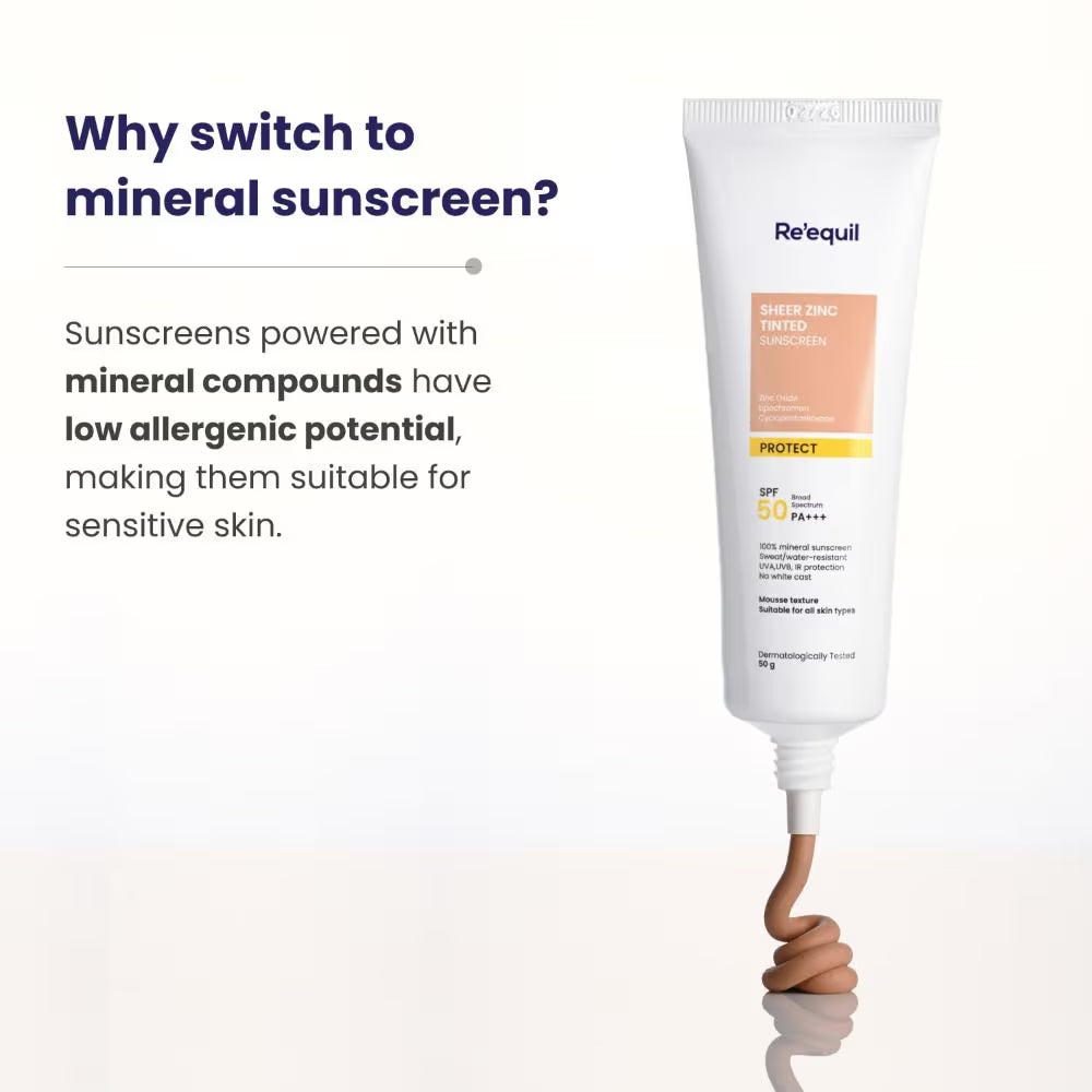 Re’equil – Sheer Zinc Tinted Sunscreen Spf 50 Pa+++