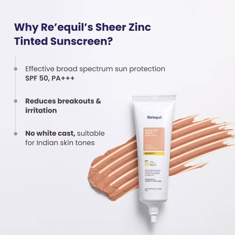 Re’equil – Sheer Zinc Tinted Sunscreen Spf 50 Pa+++