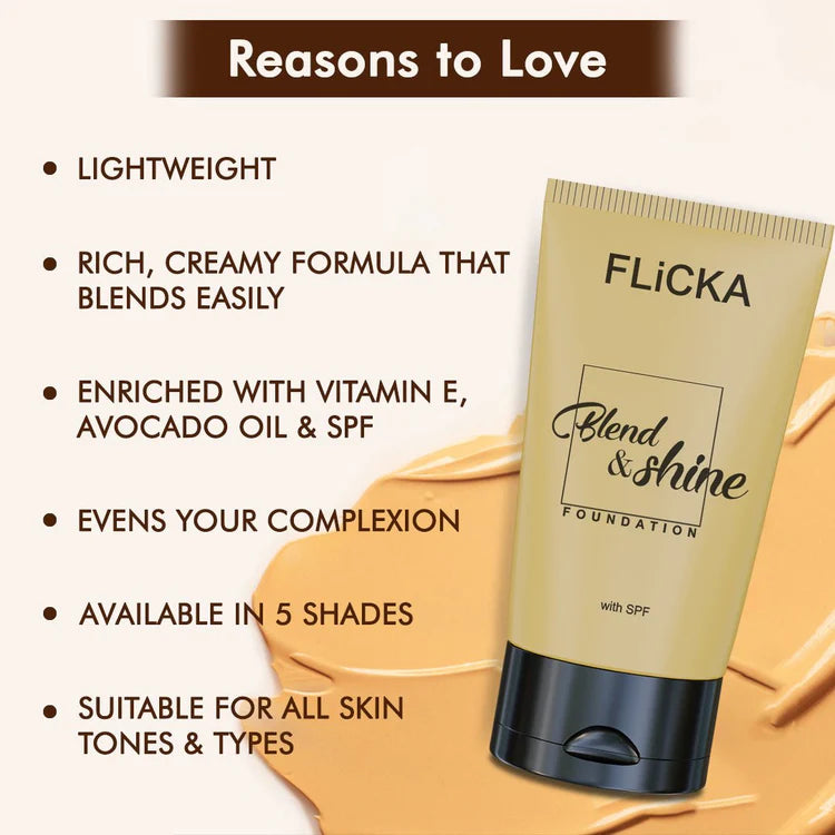 Flicka - Blend & Shine With Spf Foundtion (30ML)