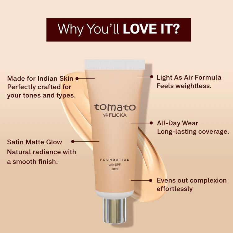 Flicka - Tomato Foundation With Spf (30ML)