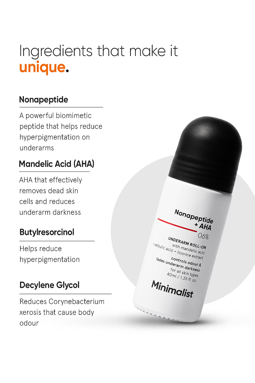 Minimalist - Nonapeptide + AHA 06% Underarm Roll - On (40ML)