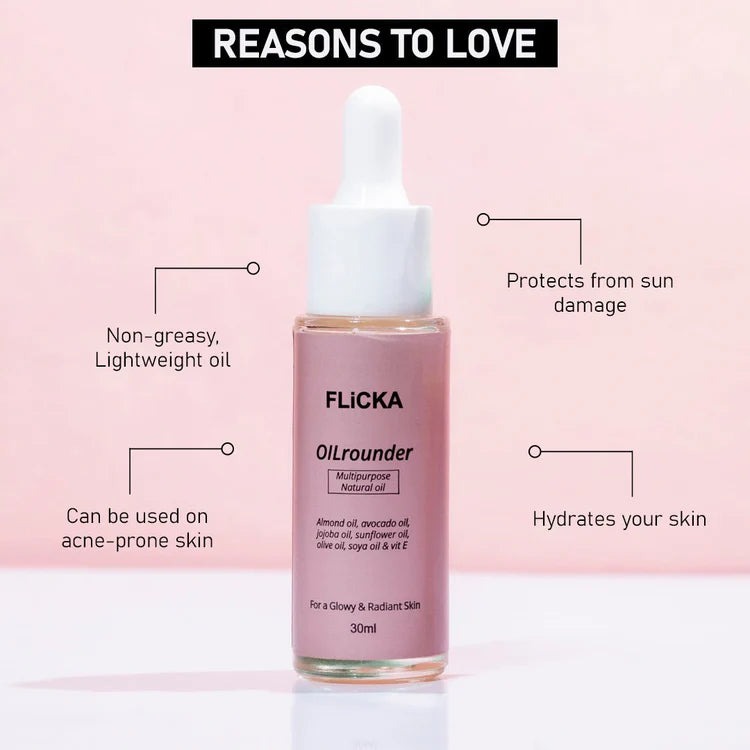 Flicka - Oil Rounder Pre & Post Makeup Oil (30ML)