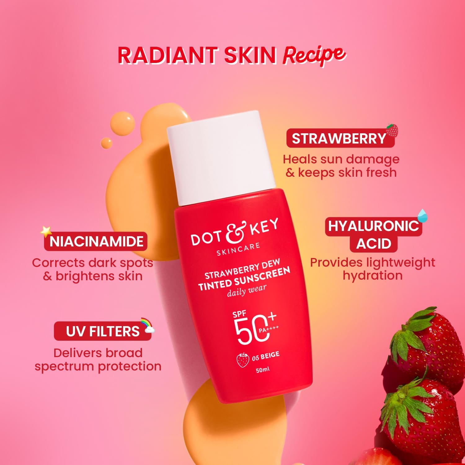 Dot & Key - Strawberry Dew Tinted Sunscreen SPF 50 PA++++ (50ML)