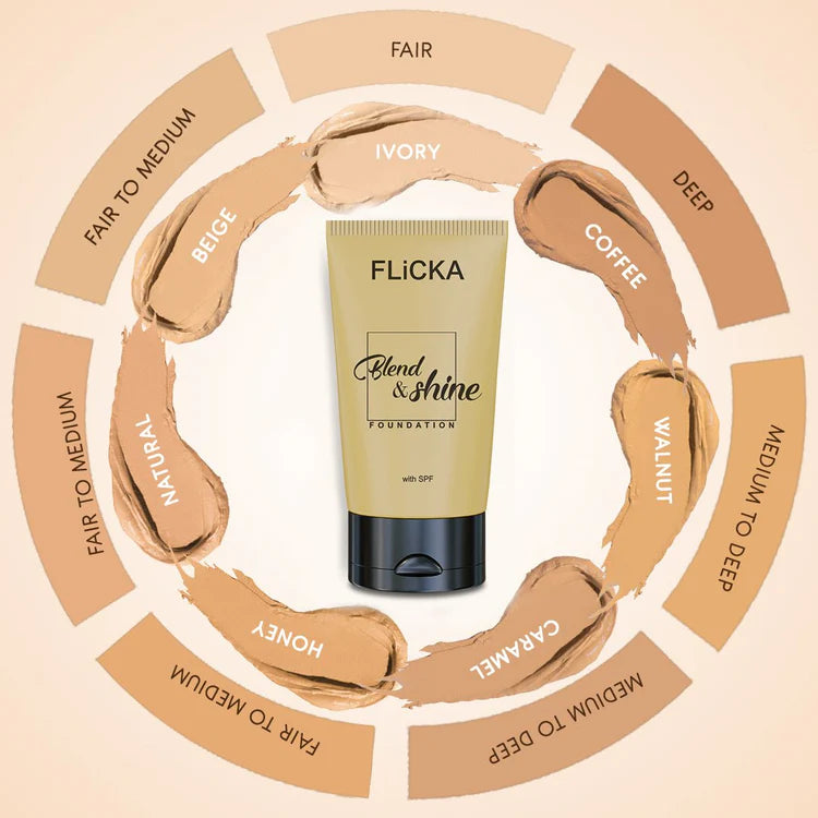 Flicka - Blend & Shine With Spf Foundtion (30ML)