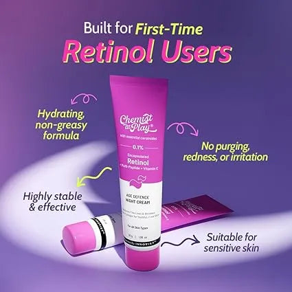 Chemist At Play – 0.1% Encapsulated Retinol +Multi Peptide + Vitamin E Night Cream (30g)