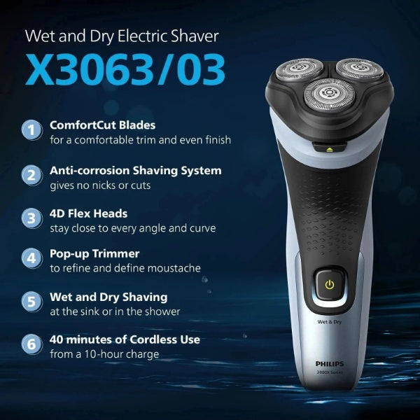 Philips - Comfortable Clean Shaver 3000X Series X3063/03