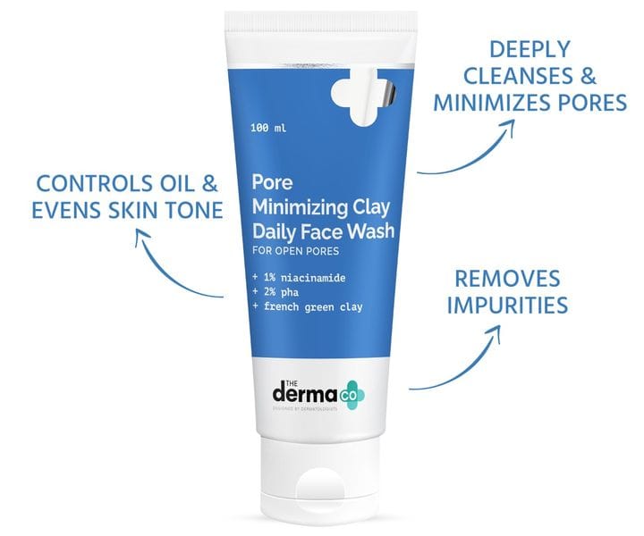 Derma Co - Pore Minimizing Clay Daily Face Wash with 1% Niacinamide & 2% PHA 100ml