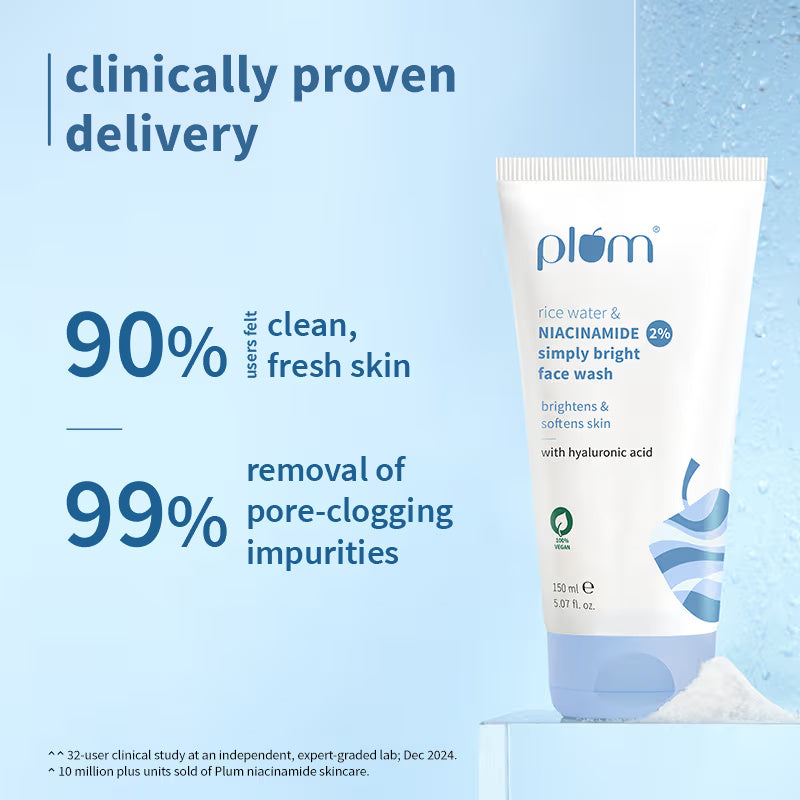 Plum - Rice Water & Niacinamide Simply Bright 2% Face Wash (150ML)