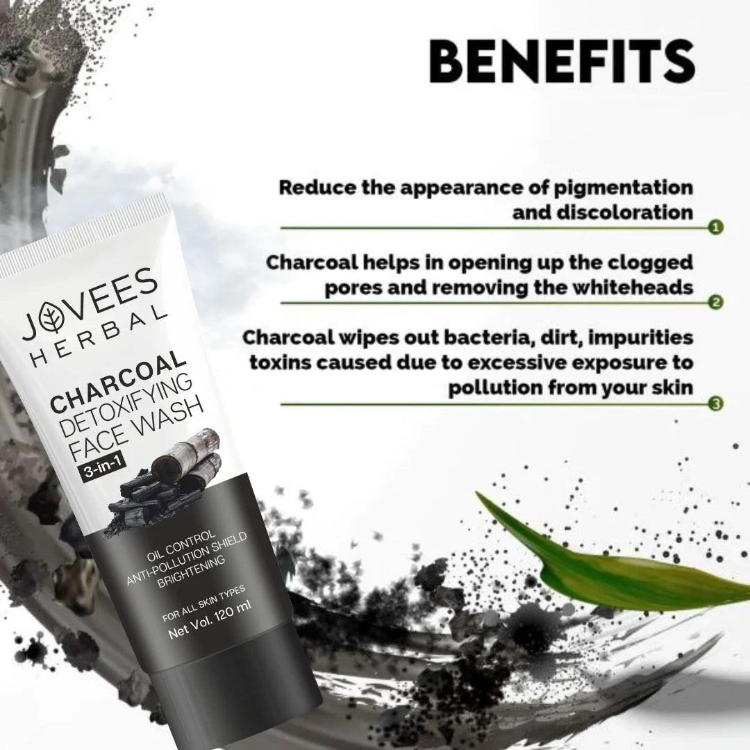Jovees - Charcoal Detoxifying Face Wash 3 In 1 (120ML)