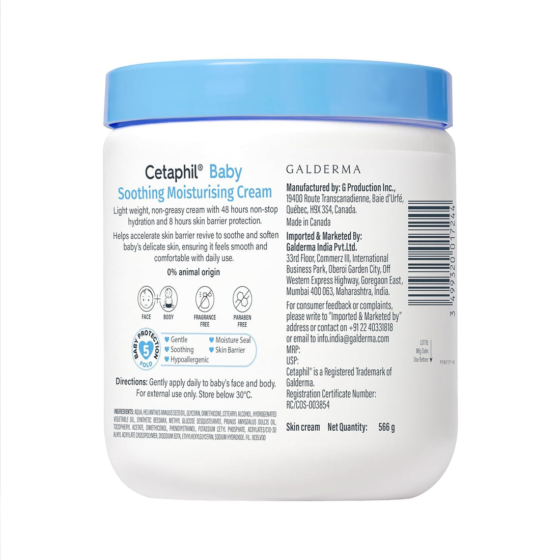Cetaphil - Baby Soothing Moisturising Cream (566g)