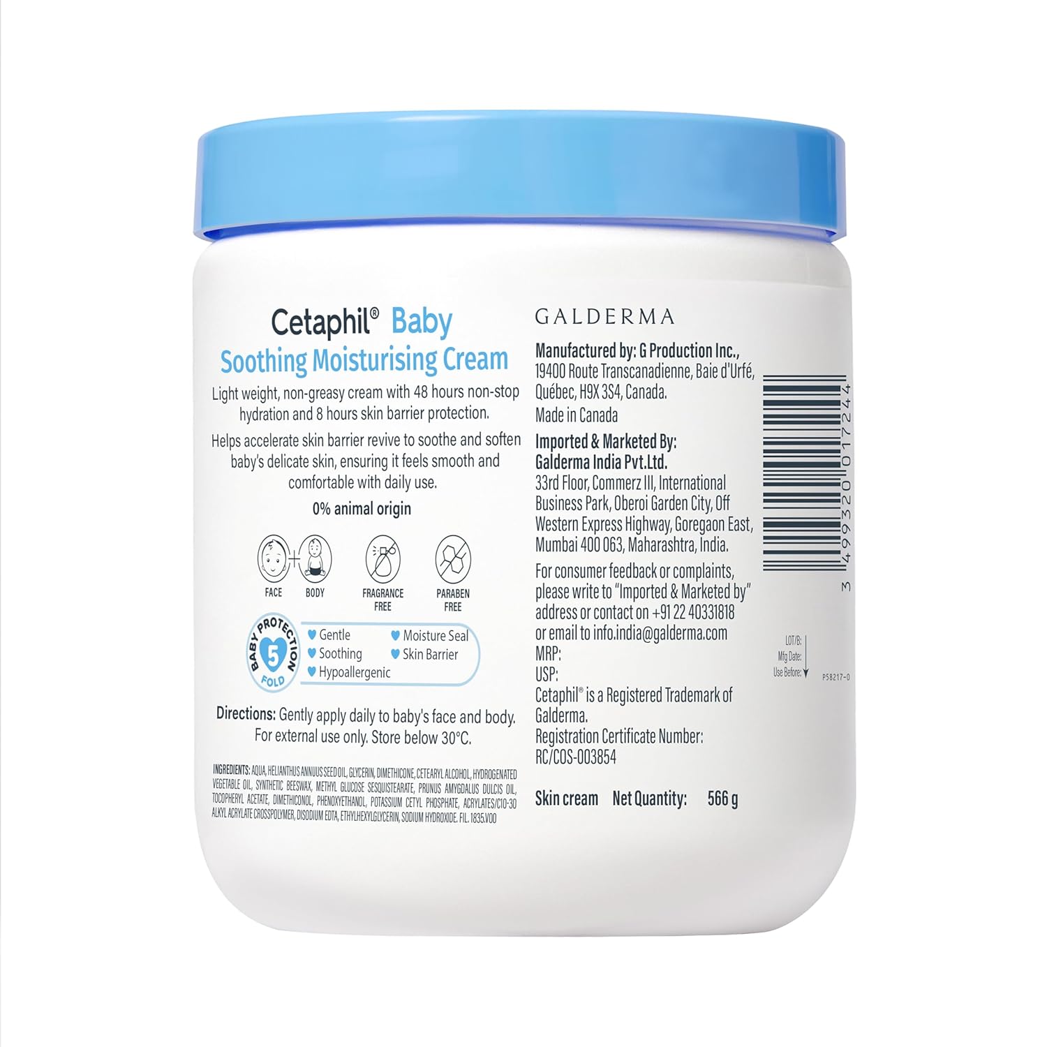Cetaphil - Baby Soothing Moisturising Cream (566g)