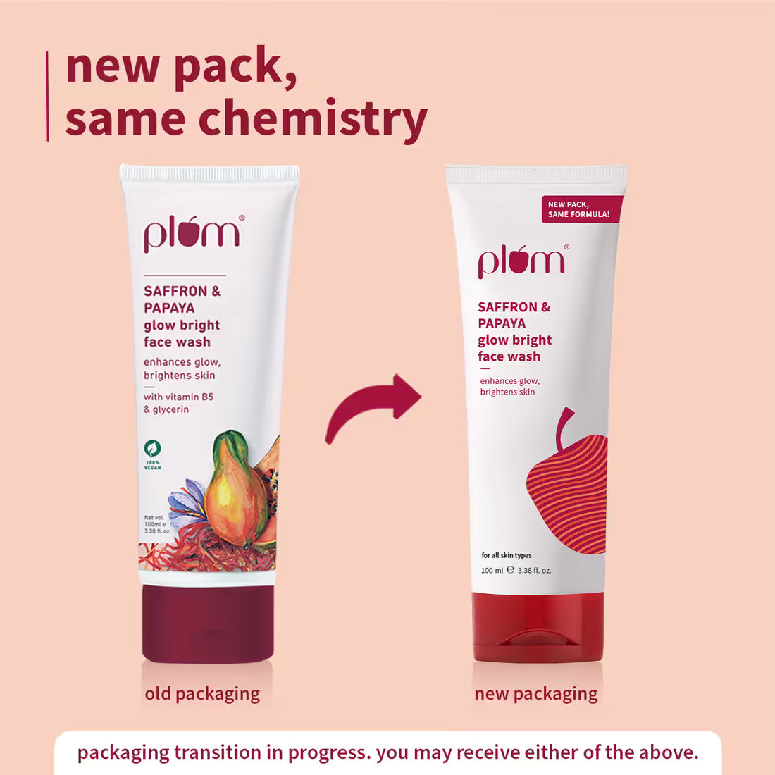 Plum - Saffron & Papaya Glow Bright Face Wash (100ML)