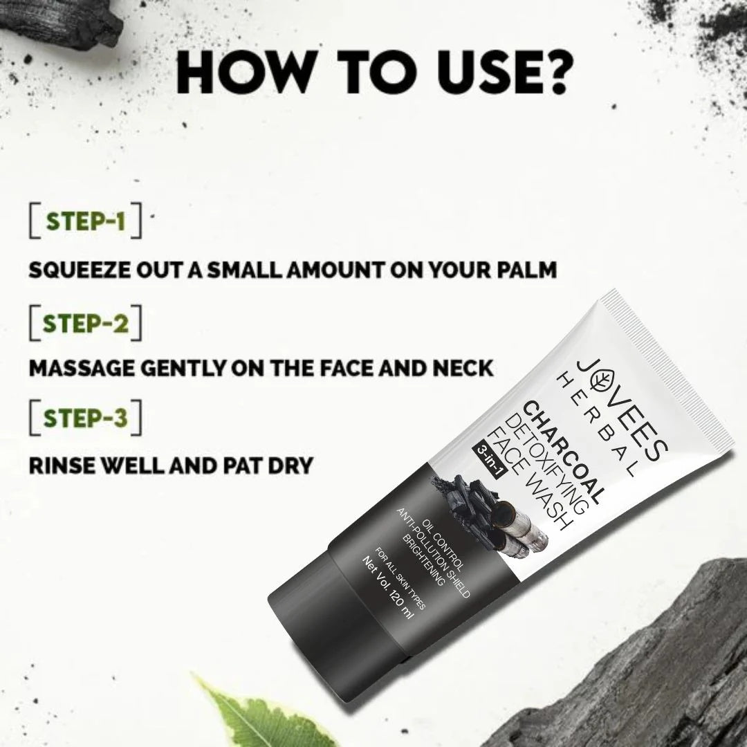 Jovees - Charcoal Detoxifying Face Wash 3 In 1 (120ML)