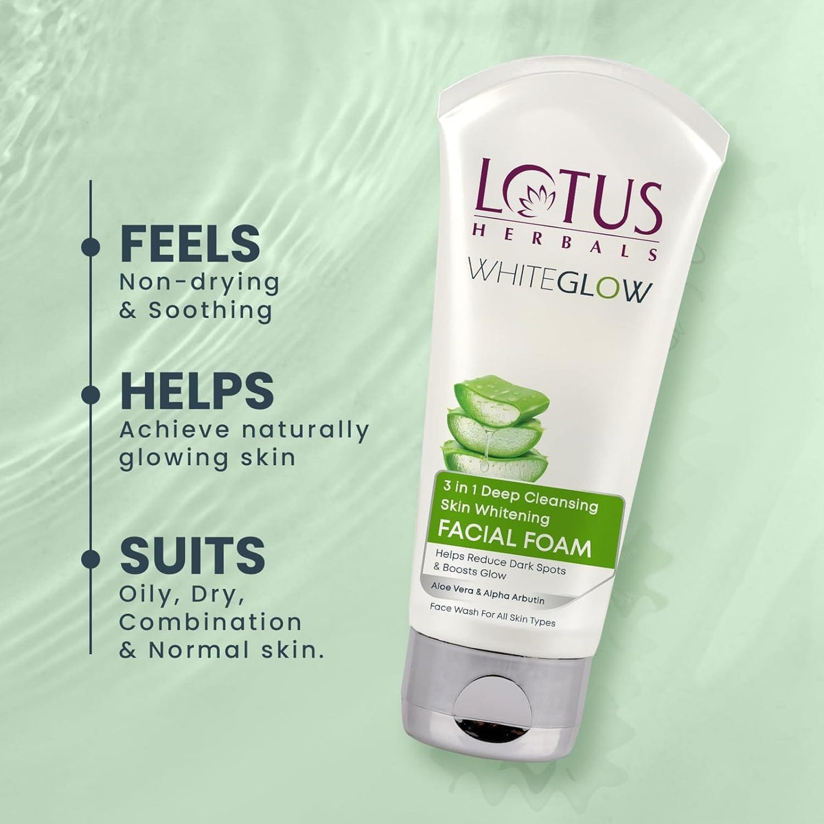 Lotus Herbals - WhiteGlow 3-In-1 Deep Cleansing Skin Whitening Facial Foam (100g)