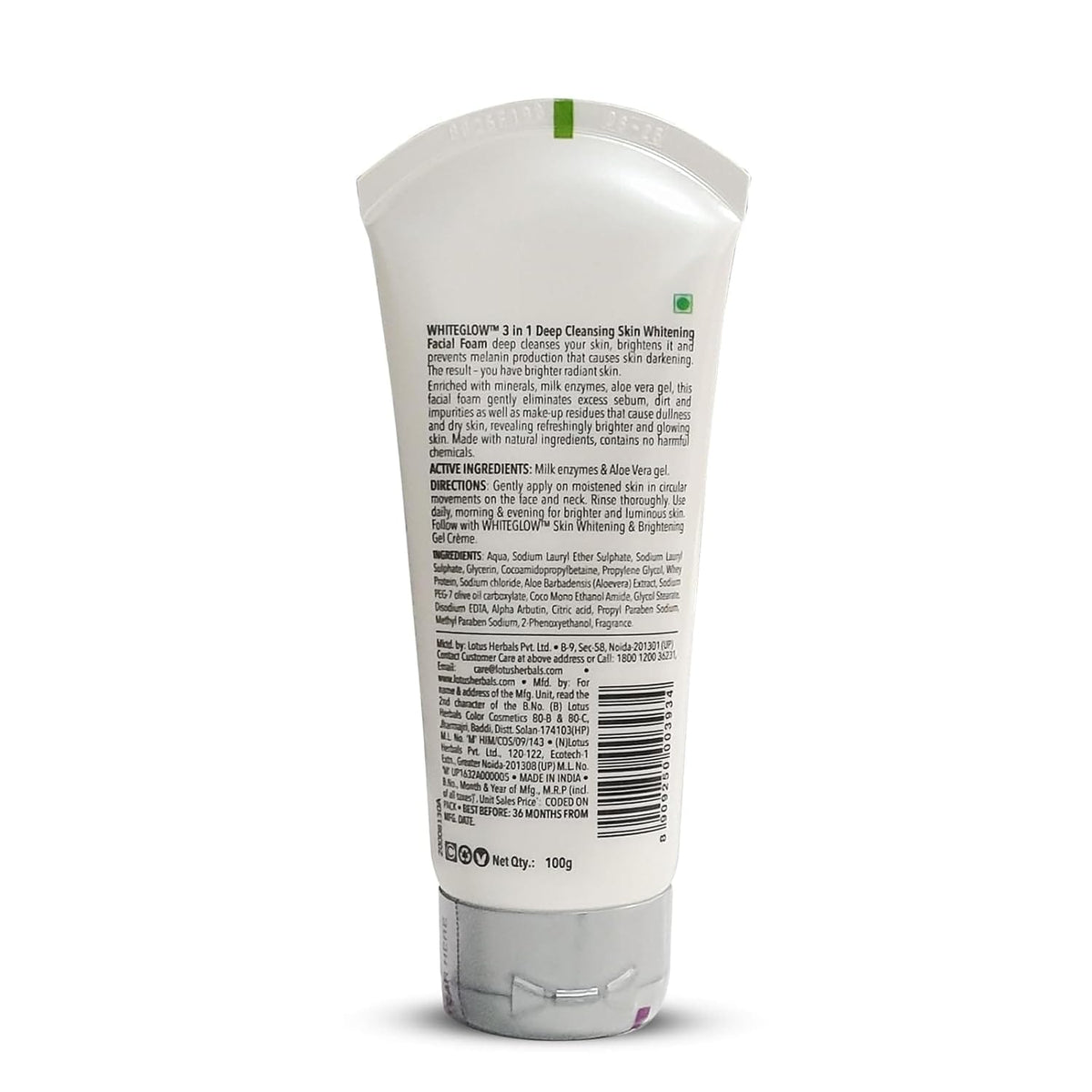 Lotus Herbals - WhiteGlow 3-In-1 Deep Cleansing Skin Whitening Facial Foam (100g)
