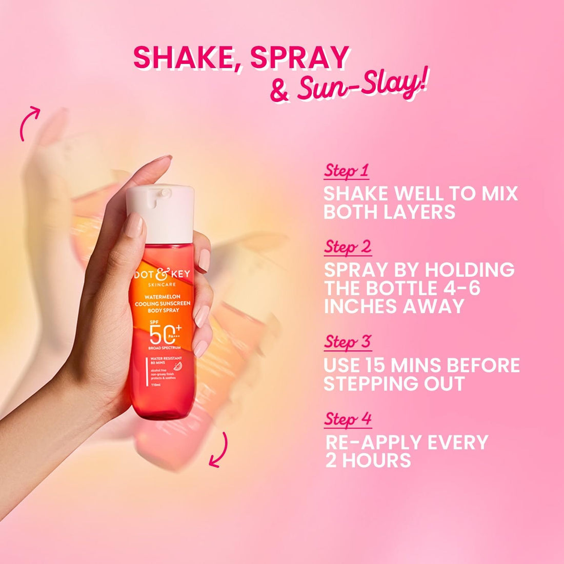 DOT & KEY - Watermelon Cooling Sunscreen Body Spray Spf 50 Pa+++ (110ML)