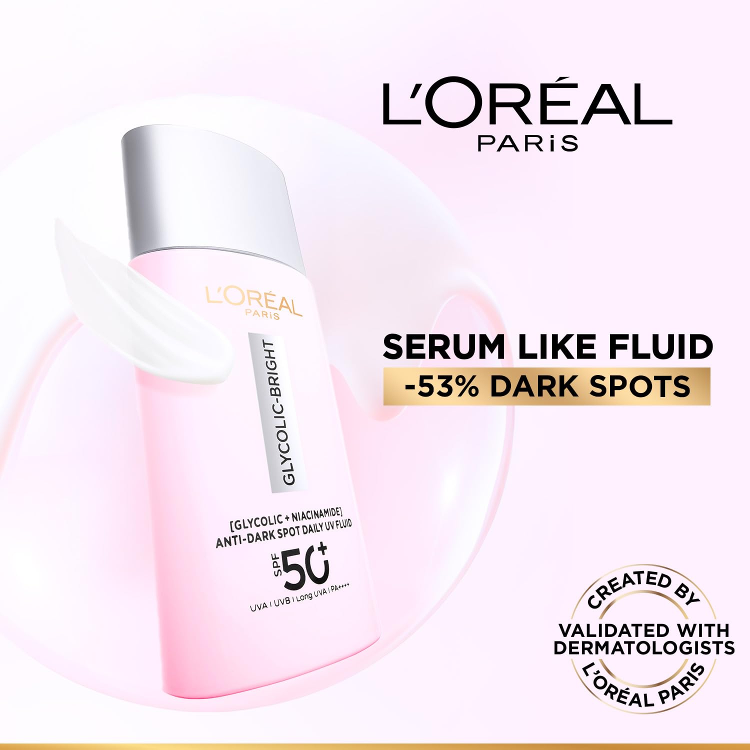 Loreal Paris - Glycolic Bright Anti Dark Spot Daily UV Fluid Spf 50+ (50ML)