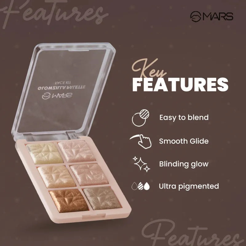 Mars – Glowzilla 6 Colour Highlighter Palette
