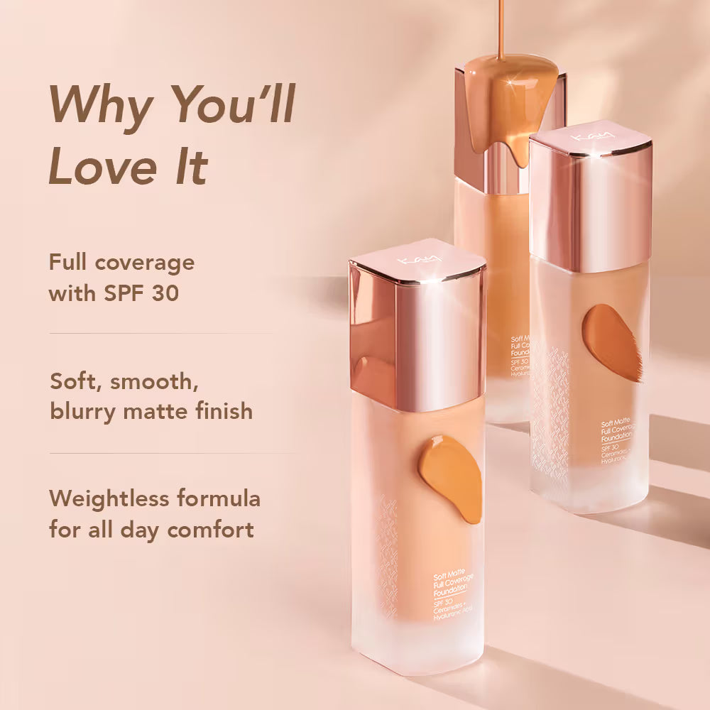 Kay Beauty - Soft Matte Full Coverage Foundation SPF 30 Enriched With Ceramides + Hyaluronic Acid (30ML)