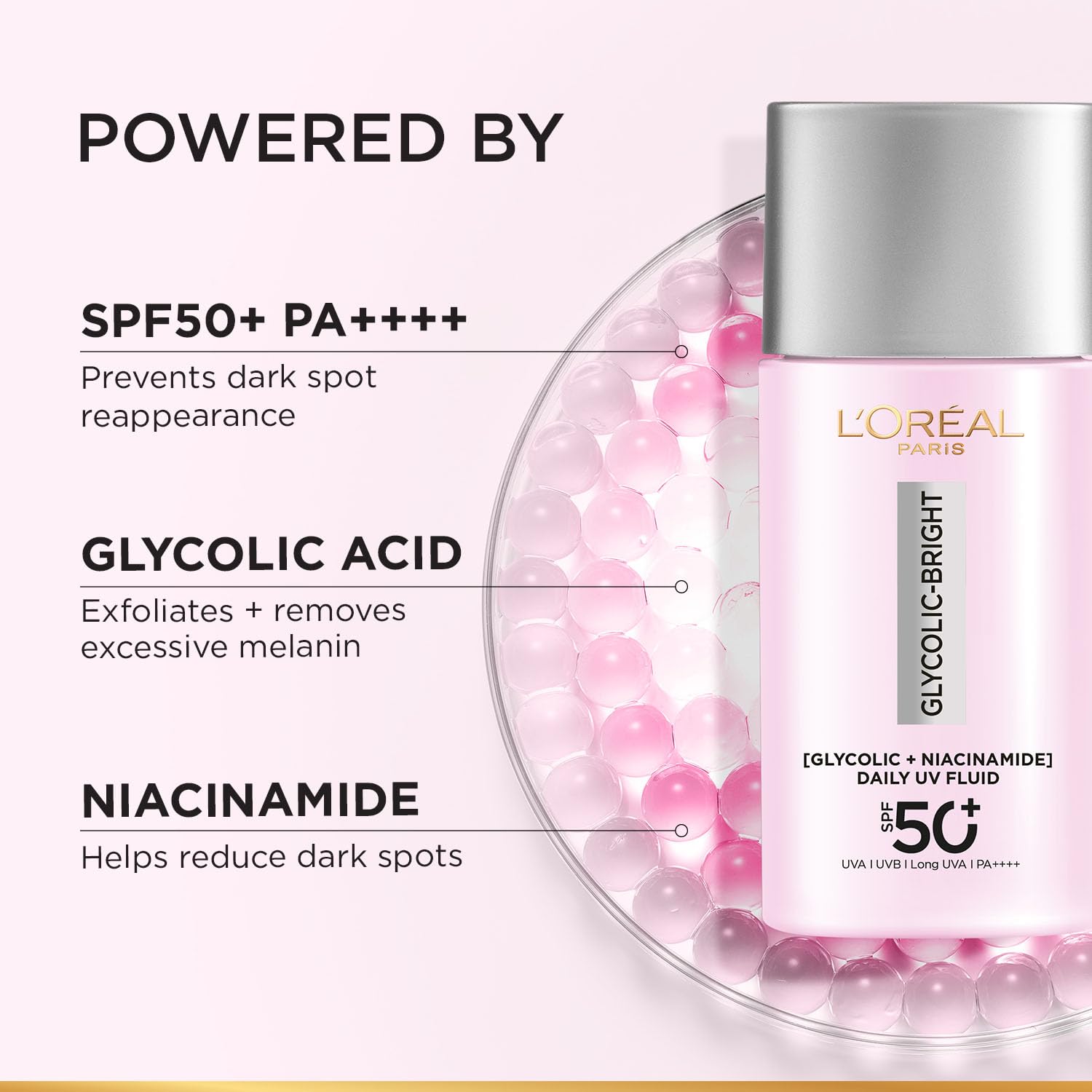 Loreal Paris - Glycolic Bright Anti Dark Spot Daily UV Fluid Spf 50+ (50ML)