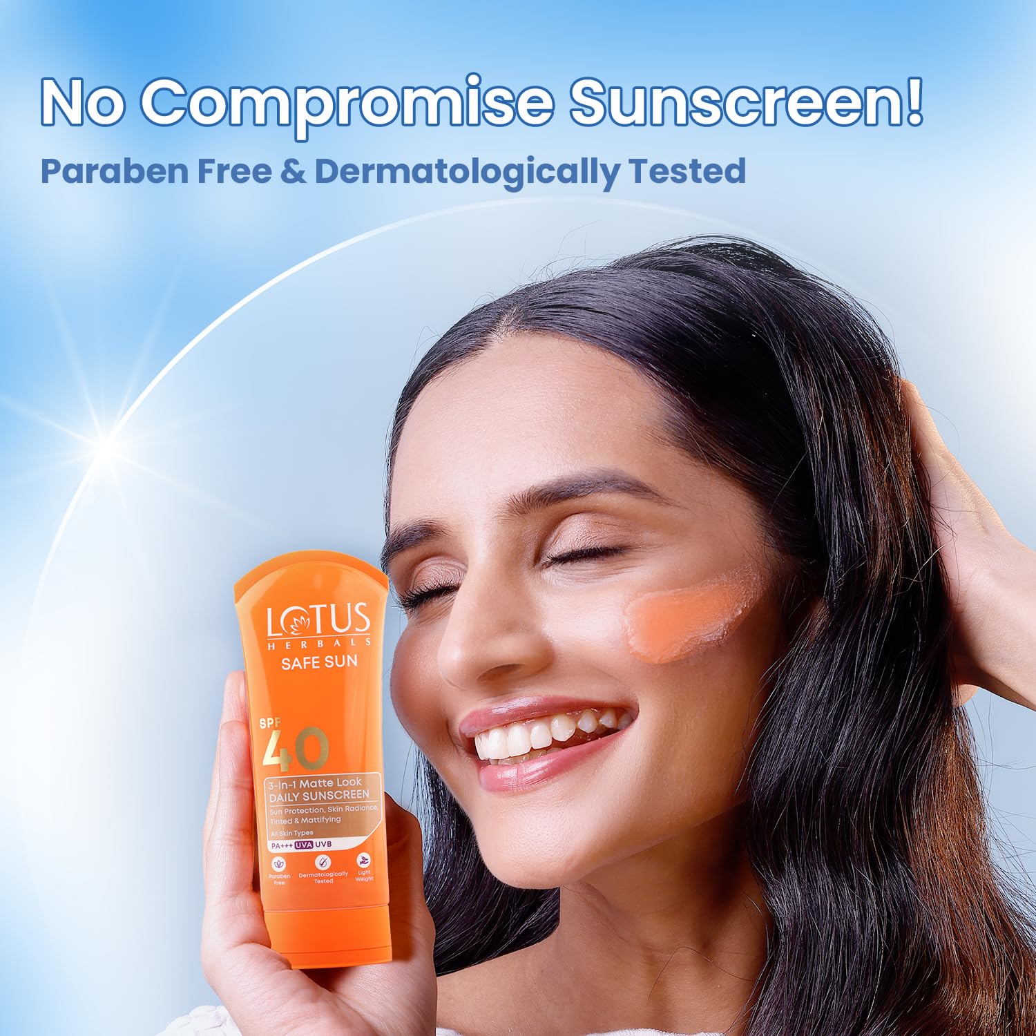 Lotus Herbals – Safe Sun Spf 40 PA +++3 IN One Matte Look Sunscreen (100g)