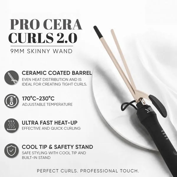 Vega Professional - Pro Cera Curls 2.0 9mm Skinny Wand VPMCT-10
