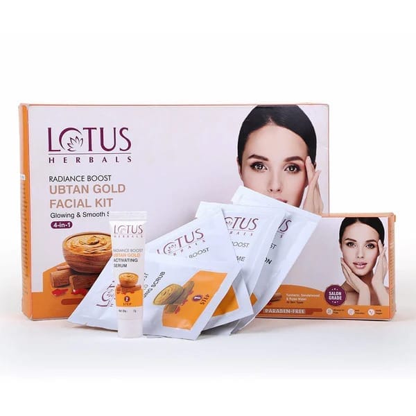 Lotus Herbals - Radiance Boost Ubtan Gold Facial Kit 4 In 1