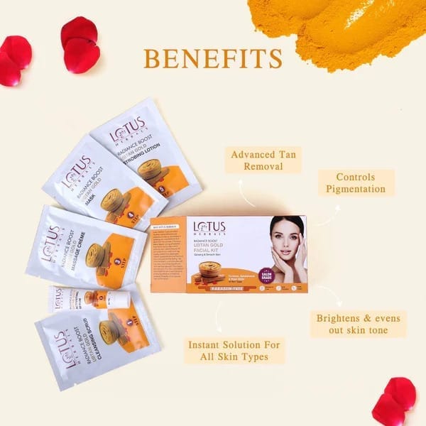 Lotus Herbals - Radiance Boost Ubtan Gold Facial Kit 4 In 1