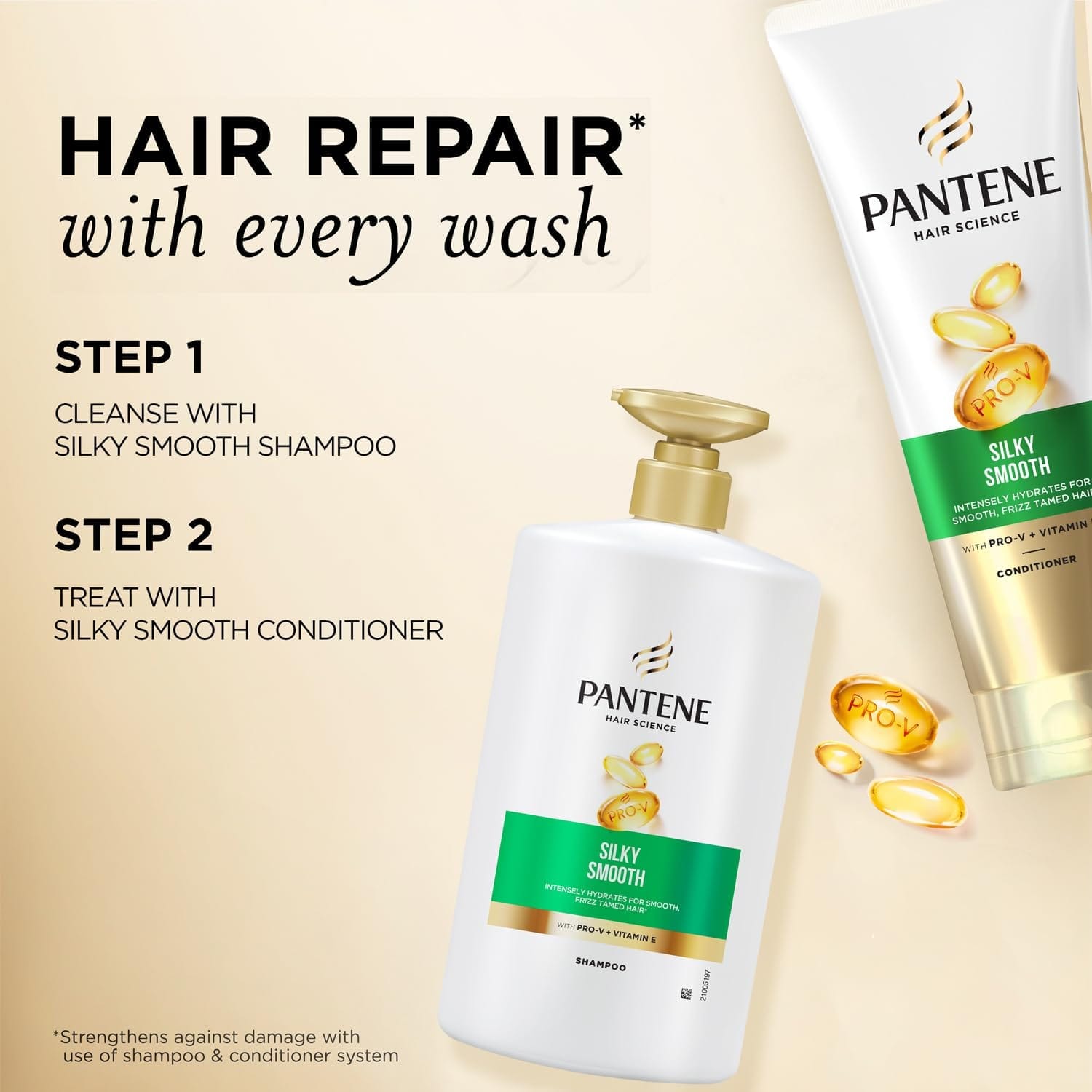 Pantene - Silky Smooth With Pro - V + Vitamin V Shampoo (1L)